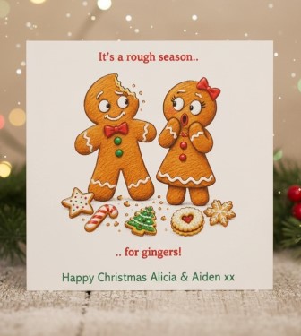 FunnyPersonalisedChristmasCardGingerbreadCouple