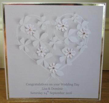 thumbnail image 2 of Personalised Wedding Day Congratulations Card – Handmade, Floral, Green & Pink 2 of 6