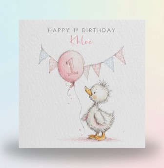 Personalised1stBirthdayCardBabyDucklingPink (1)