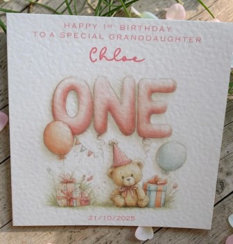 Personalised1stBirthdayCardGirlTeddy