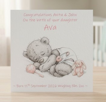 PersonalisedBabyGirlCardSleepingTeddy (1)