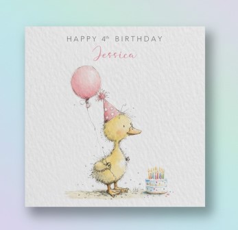 PersonalisedBirthdayCardDucklingBalloonPink (1)
