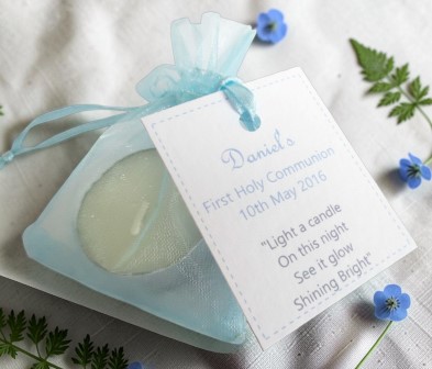 PersonalisedCommunionFavoursLightCandleBlue