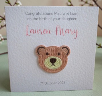 PersonalisedHandmadeBabyGirlCardPinkTeddy (1)