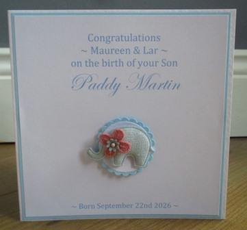 PersonalisedNewBabyCardFabricElephant (1)